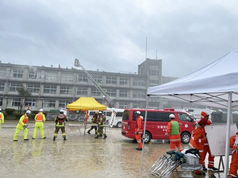 訓練会場の様子（日吉台小学校）