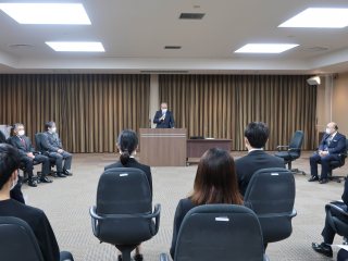 写真：学長の祝辞