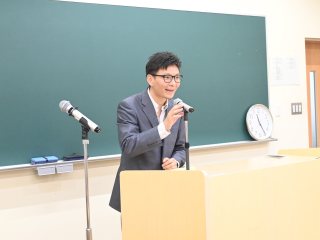 JARGALSAIKHAN BAT-ERDENE giving his speech